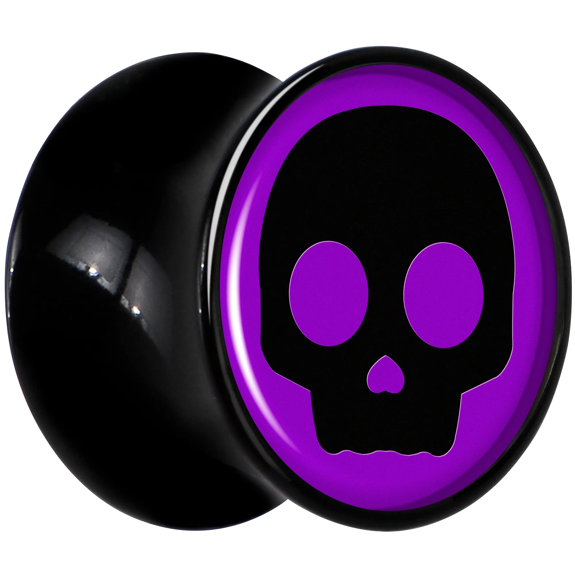 0 Gauge Purple Black Simple Skull Black Acrylic Saddle Plug Set