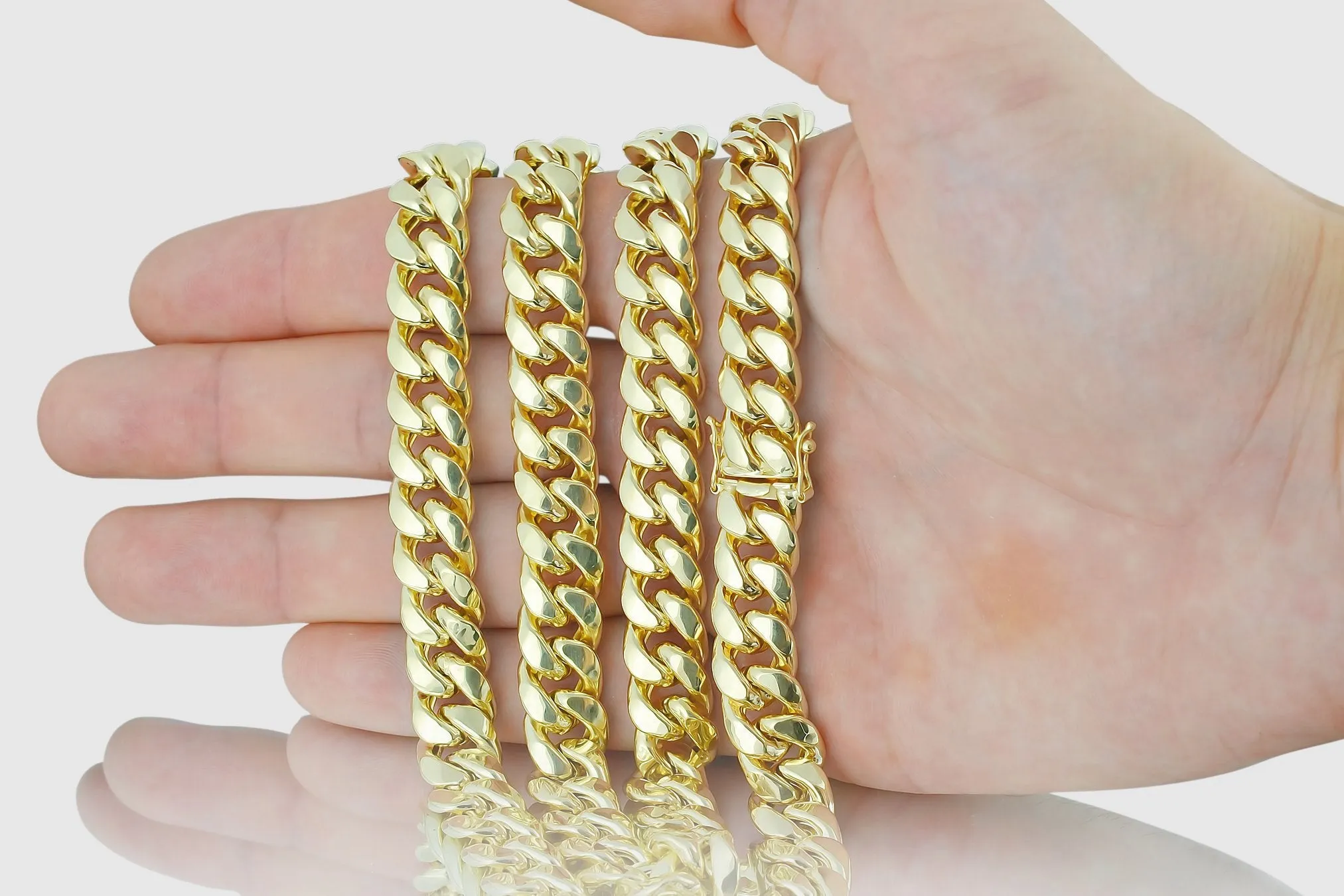 11mm Hollow Miami Cuban Yellow Gold Necklace