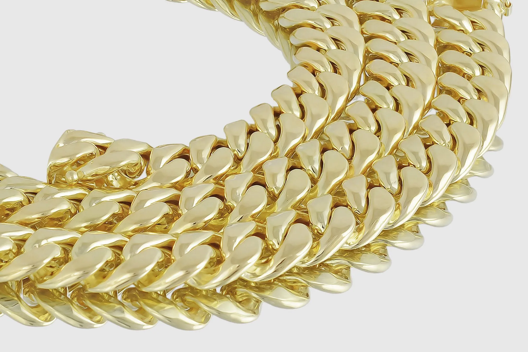 11mm Hollow Miami Cuban Yellow Gold Necklace