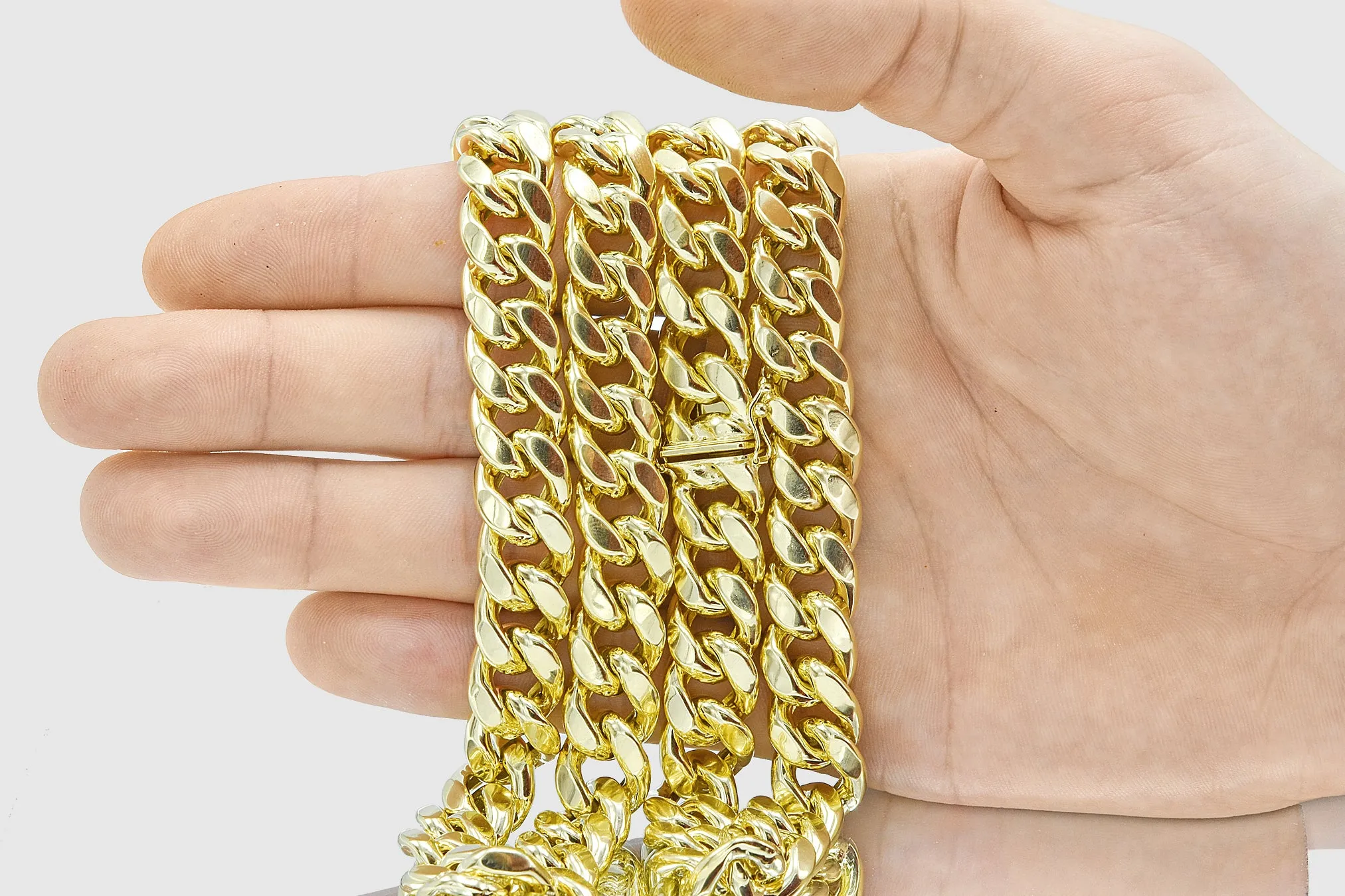 13mm Hollow Miami Cuban Yellow Gold Necklace
