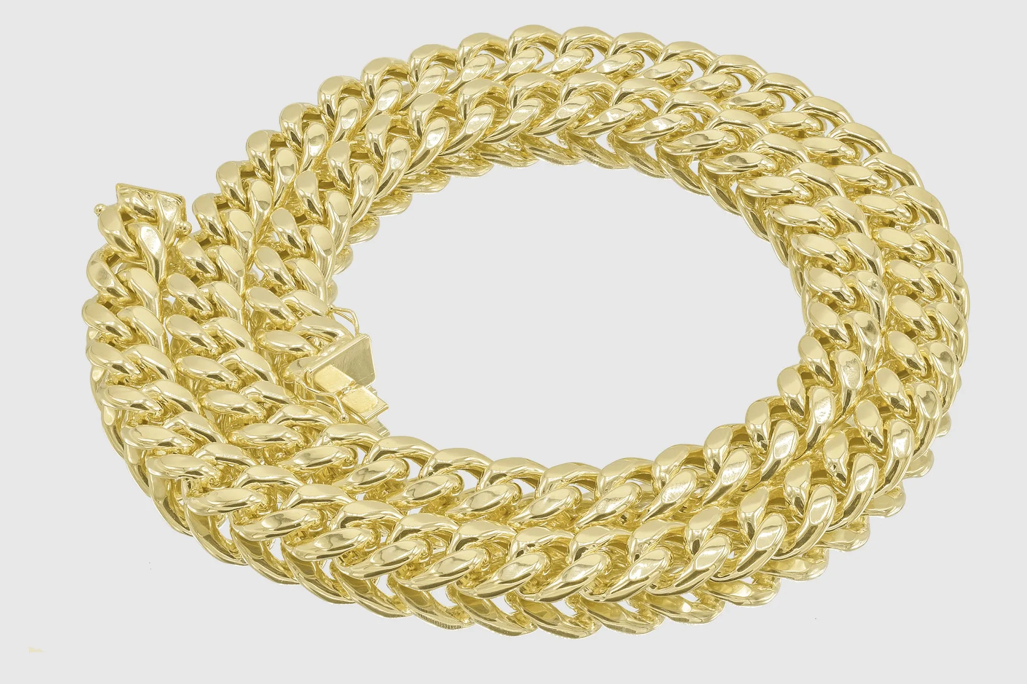 13mm Hollow Miami Cuban Yellow Gold Necklace