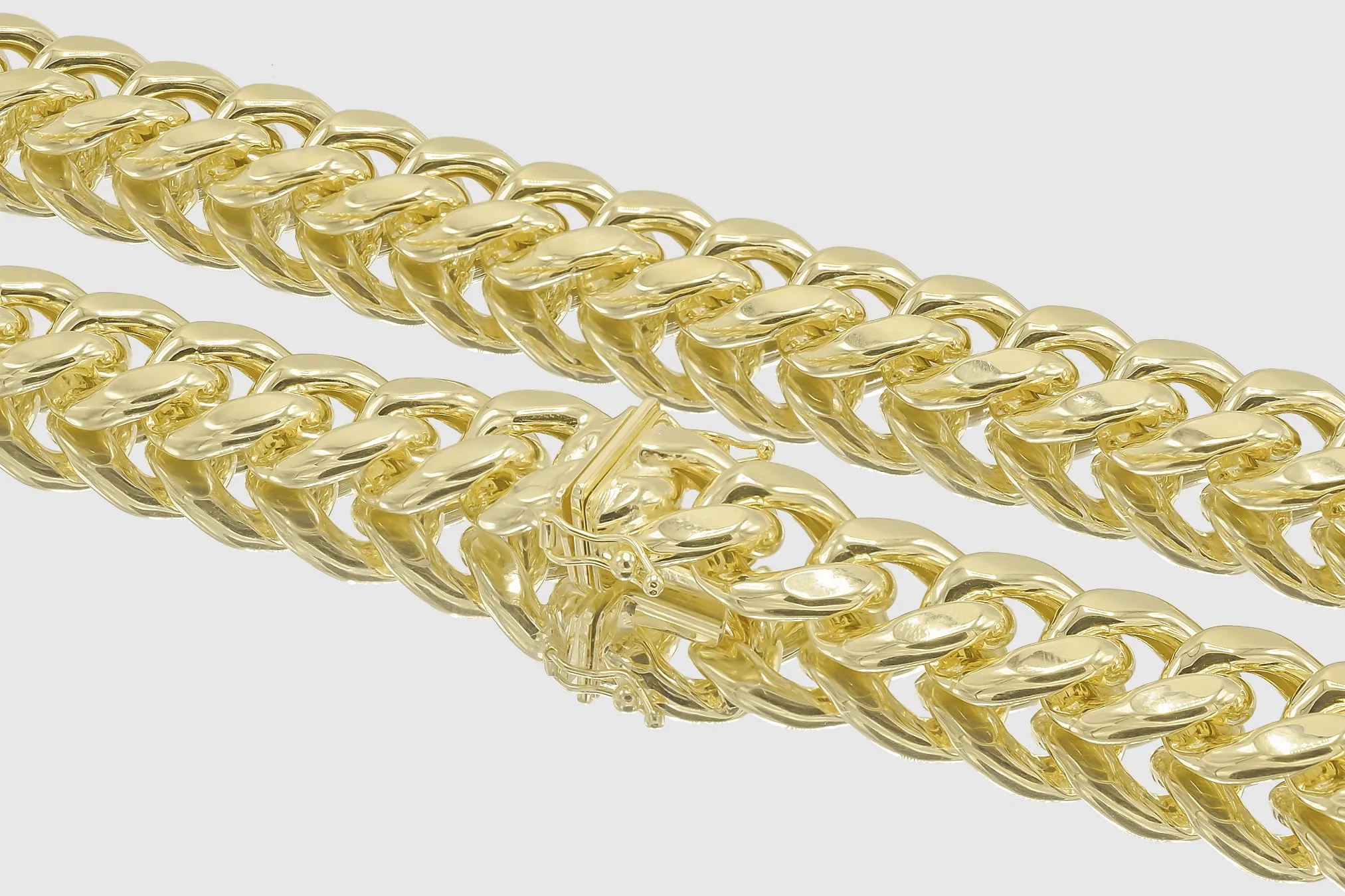 13mm Hollow Miami Cuban Yellow Gold Necklace