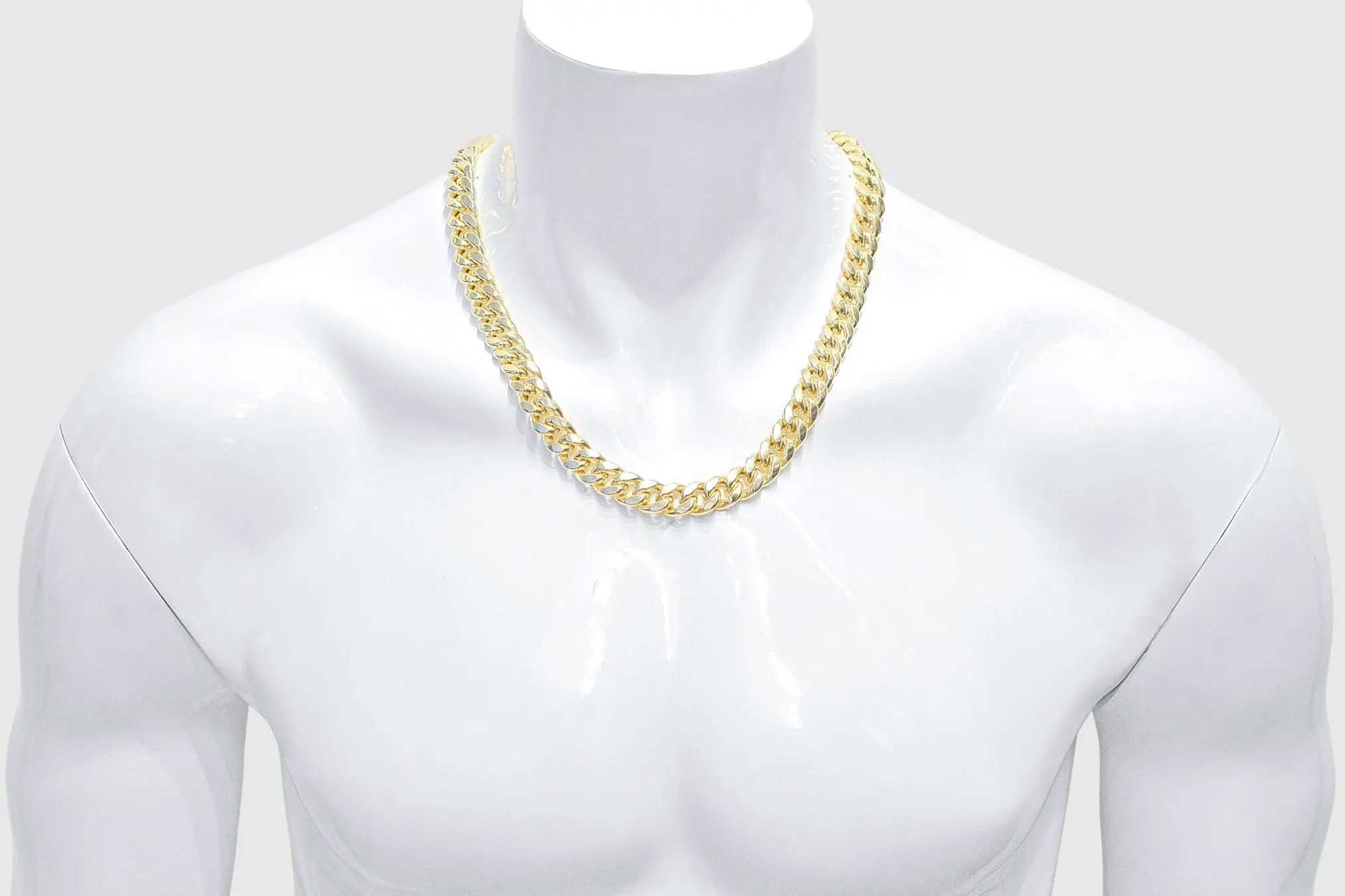 13mm Hollow Miami Cuban Yellow Gold Necklace