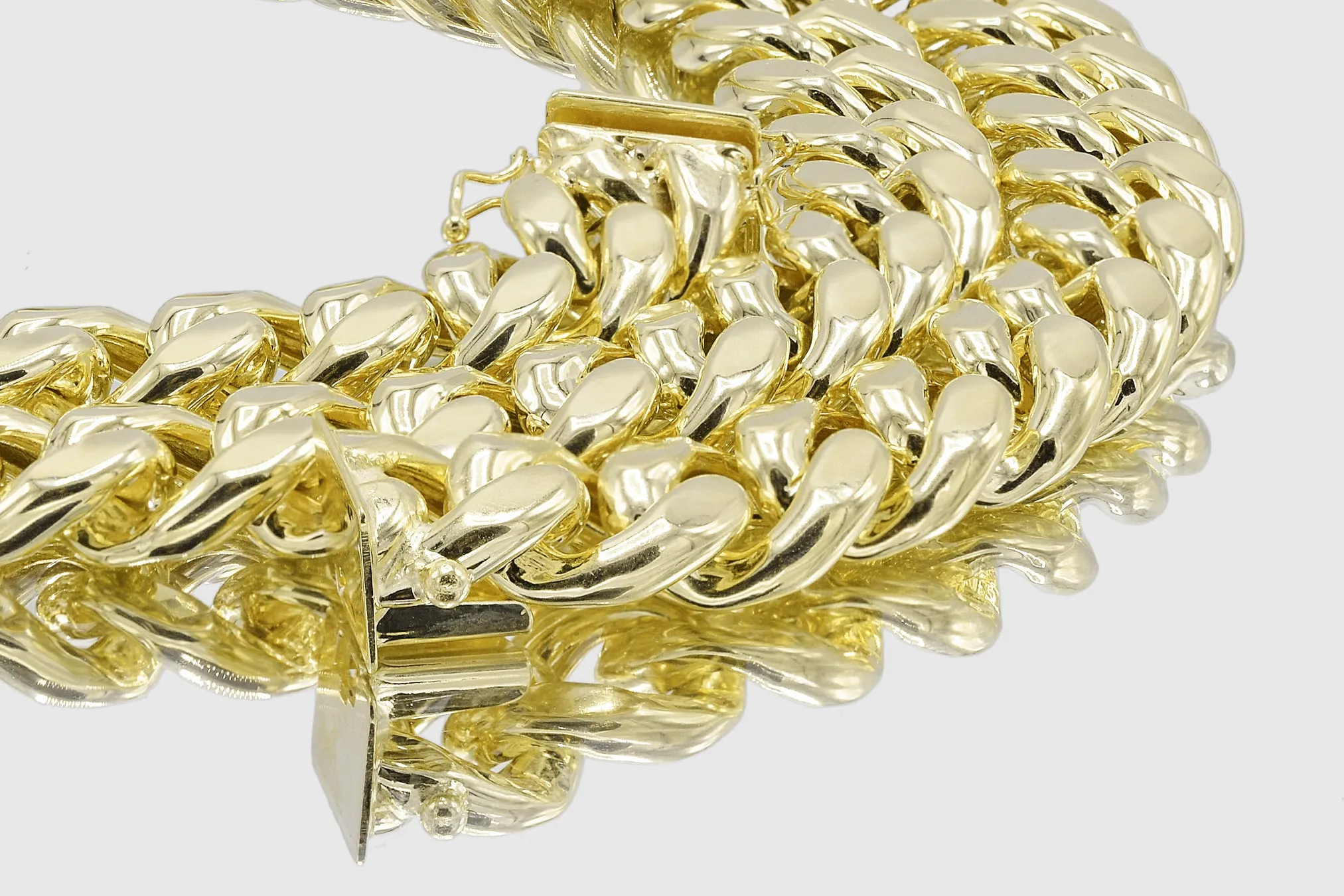 13mm Hollow Miami Cuban Yellow Gold Necklace