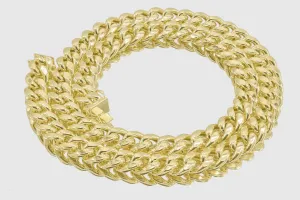 13mm Hollow Miami Cuban Yellow Gold Necklace