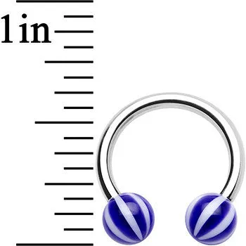 14 Gauge 7/16 Indigo Blue White Acrylic Horseshoe Circular Barbell