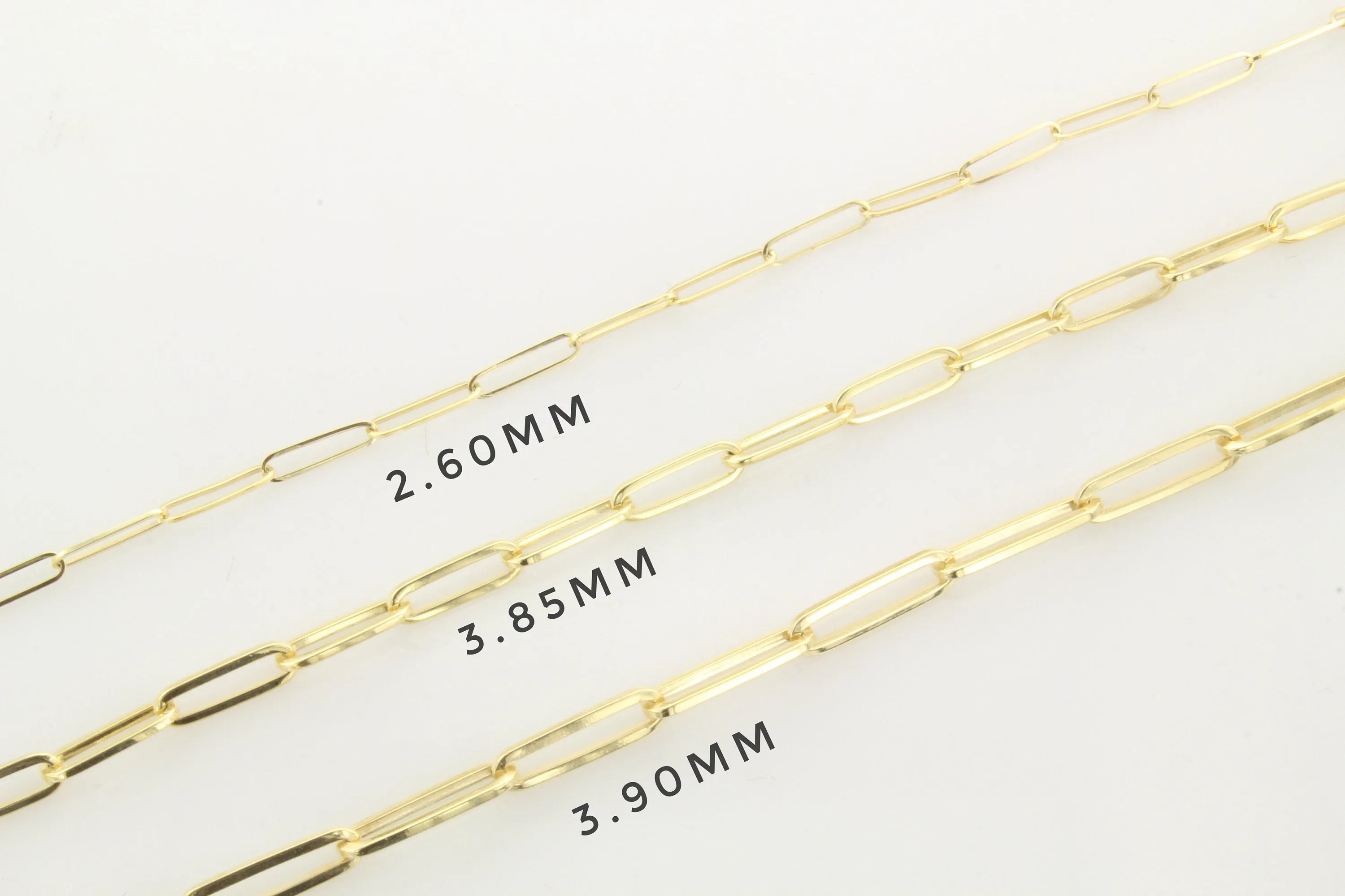 14K Gold 2.60MM Open Link Paperclip Chain Necklace