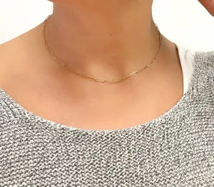14K Gold 2.60MM Open Link Paperclip Chain Necklace