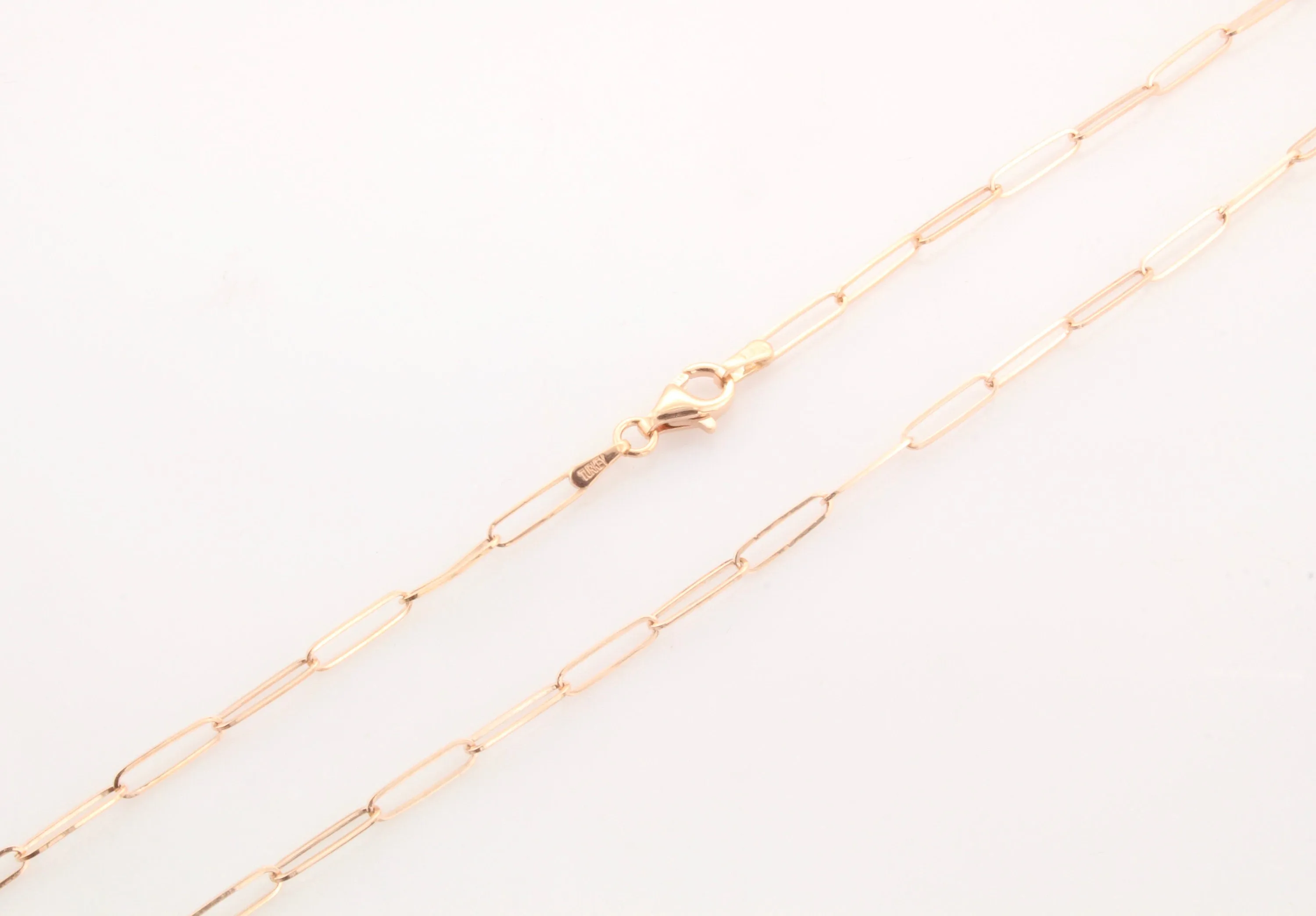 14K Gold 2.60MM Open Link Paperclip Chain Necklace