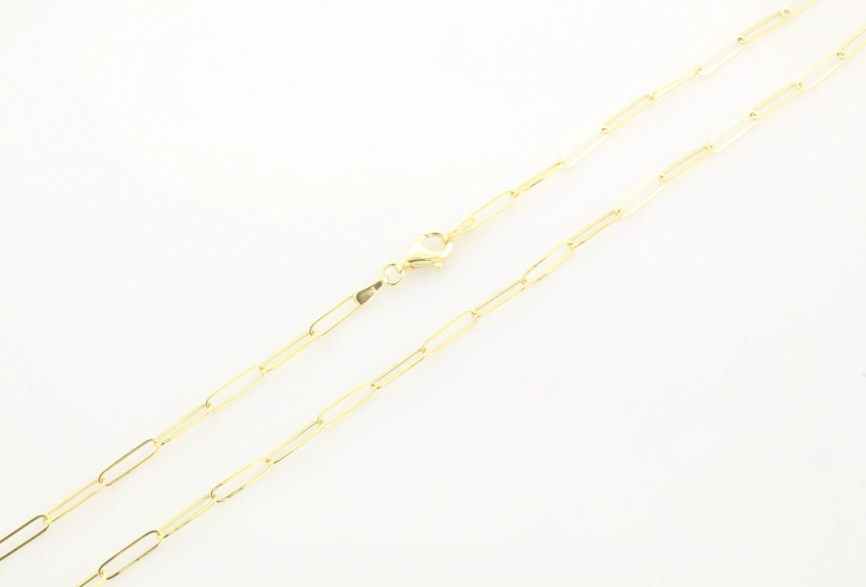 14K Gold 2.60MM Open Link Paperclip Chain Necklace