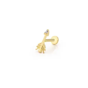 14k Gold Arrow Model Solitaire Tragus Piercing