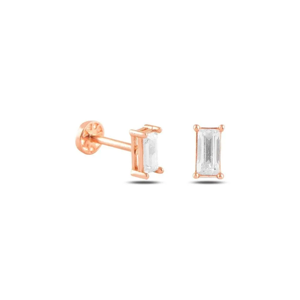 14k Gold Baguette Stone Greater Tragus Piercing