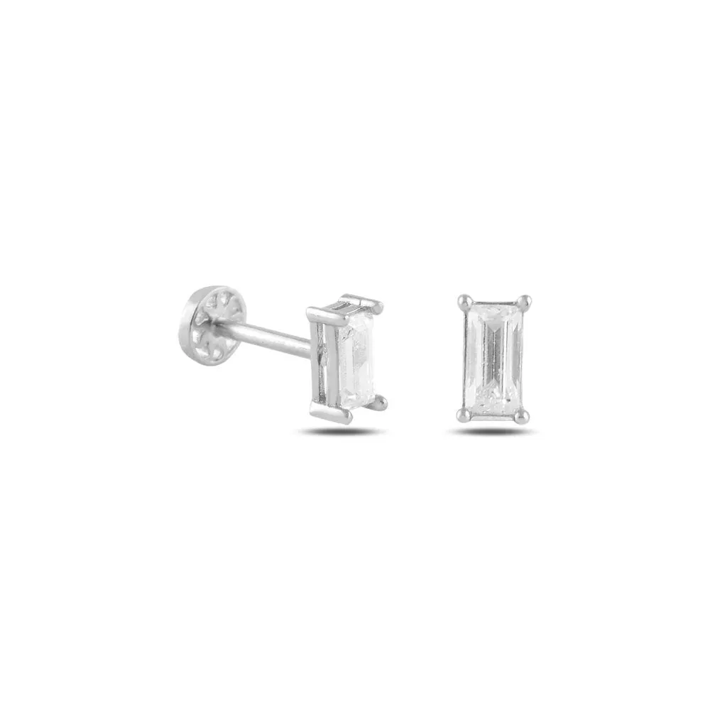 14k Gold Baguette Stone Greater Tragus Piercing