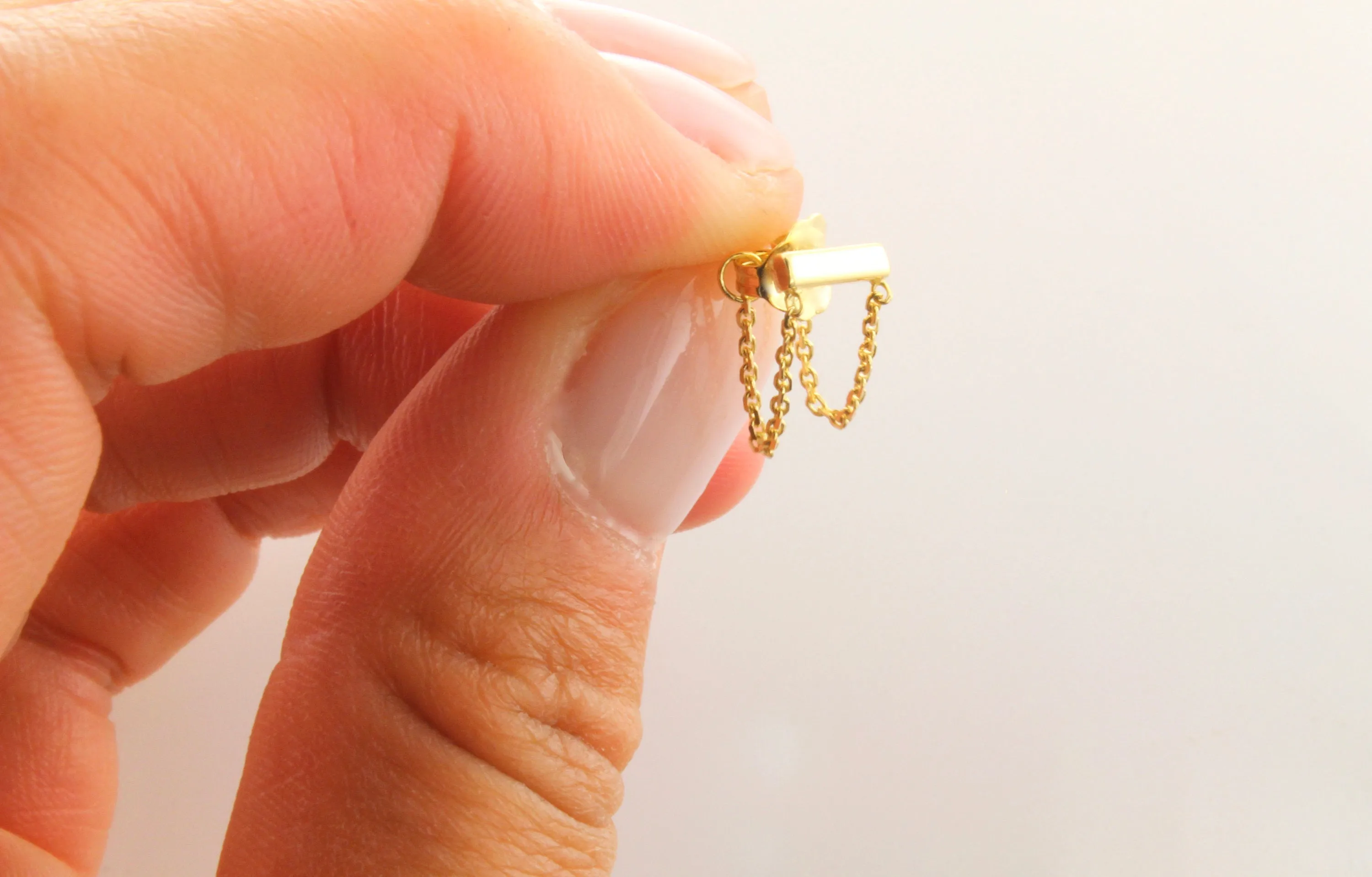 14K Gold Bar Chain Earrings