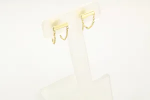 14K Gold Bar Chain Earrings
