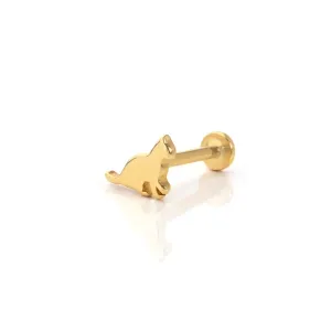 14k Gold Cat Figure Tragus Piercing