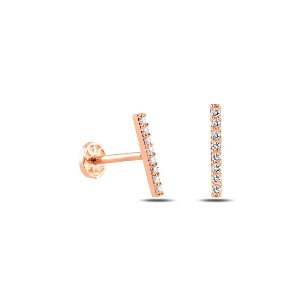 14k Gold Eight Stone Rod Tragus