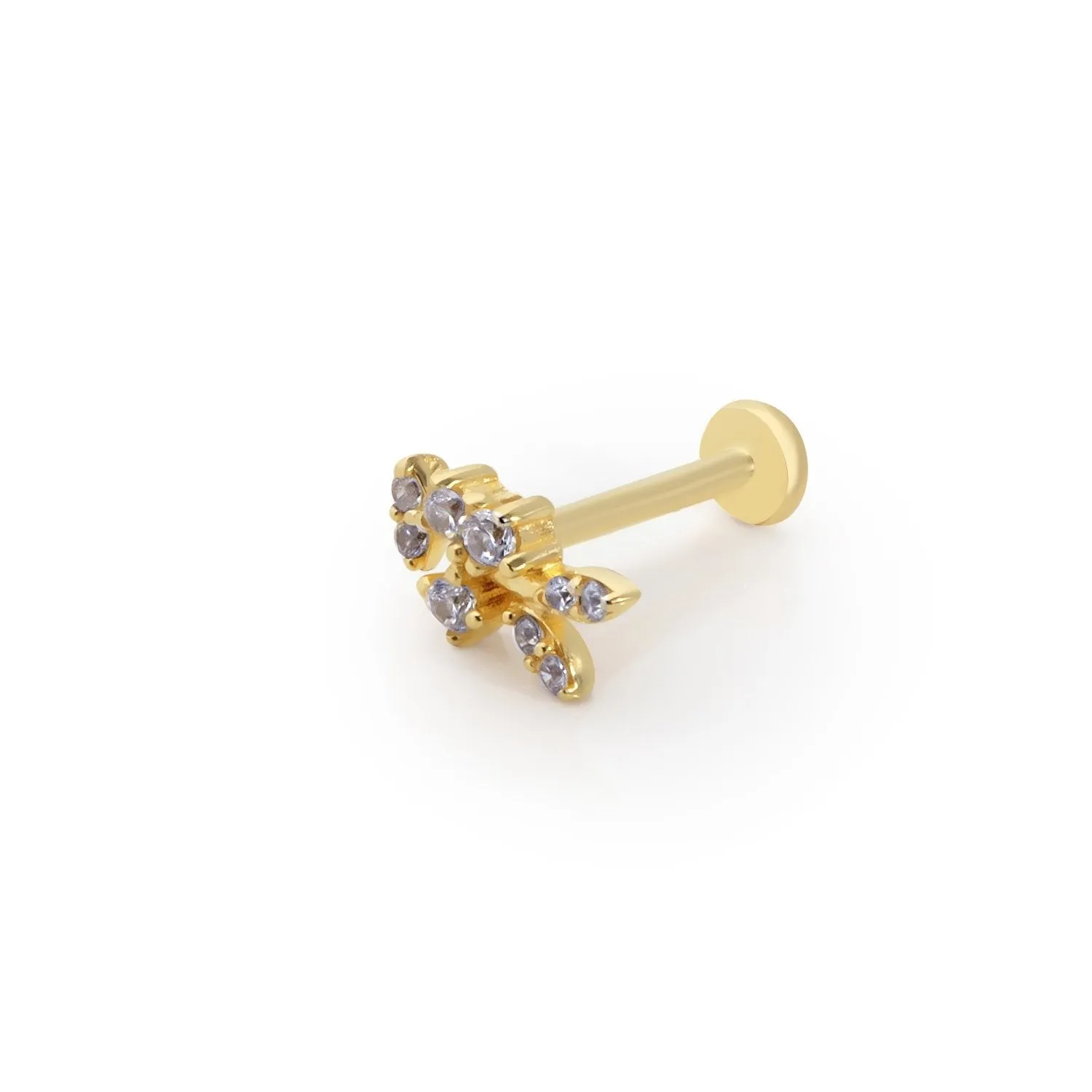 14k Gold Fish Model Stone Tragus Piercing