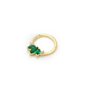 14k Gold Green Marquise Helix Piercing
