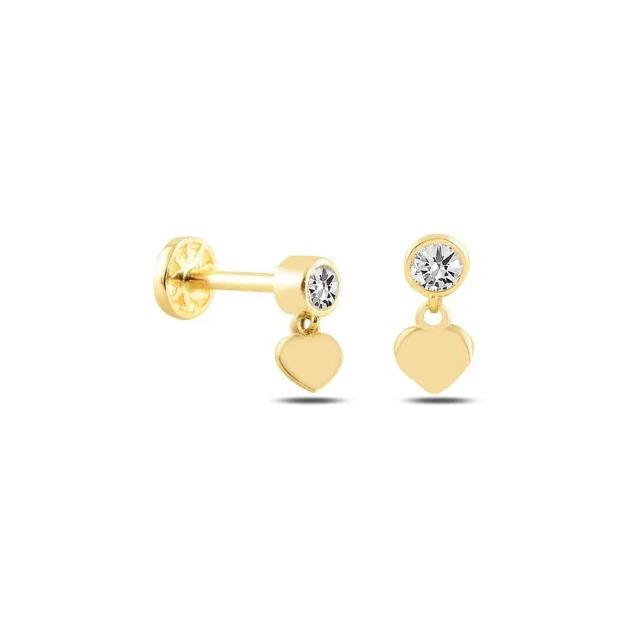 14k Gold Heart Tragus Piercing on Solitaire Tip