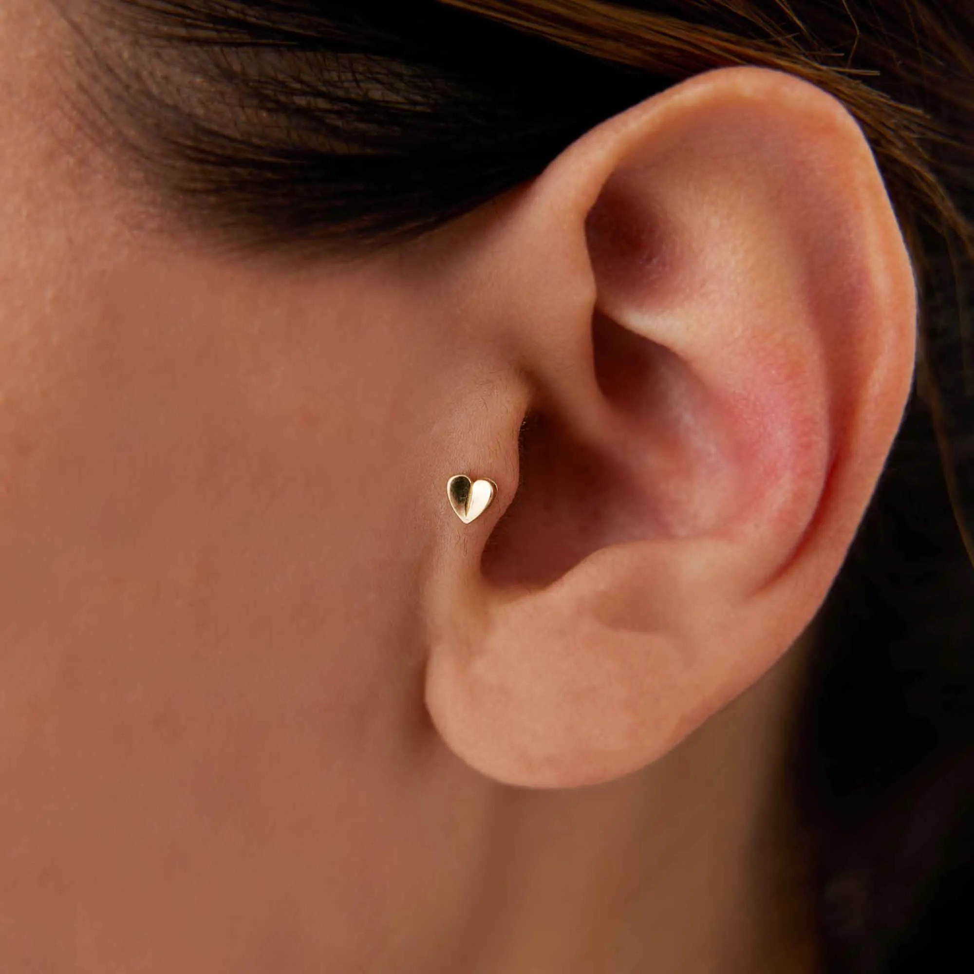 14k Gold Heart Tragus Piercing