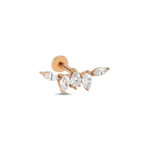 14k Gold Inverted Straight Drop Horizontal Model Tragus Piercing