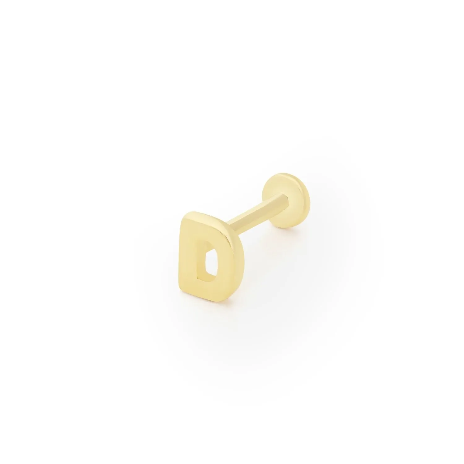 14k Gold Letter D Tragus Piercing