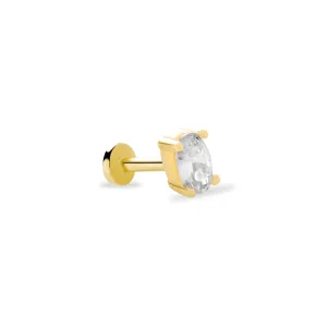 14k Gold Oval Stone Tragus