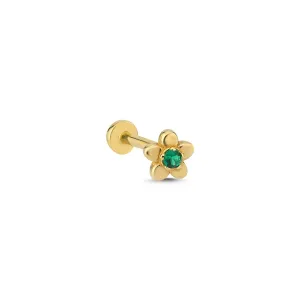 14k Gold Papatya Model Green Stone Tragus Piercing