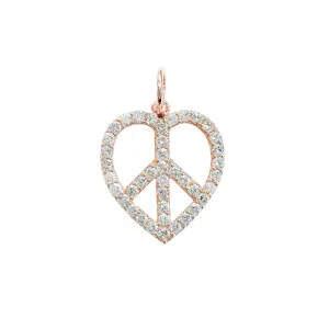 14K Gold Pavé Diamond Peace & Love Pendant, Medium Size