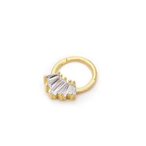 14k Gold Quintuple Baguette Helix Piercing