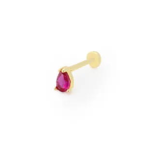 14k Gold Red Drop Stone Model Tragus Piercing