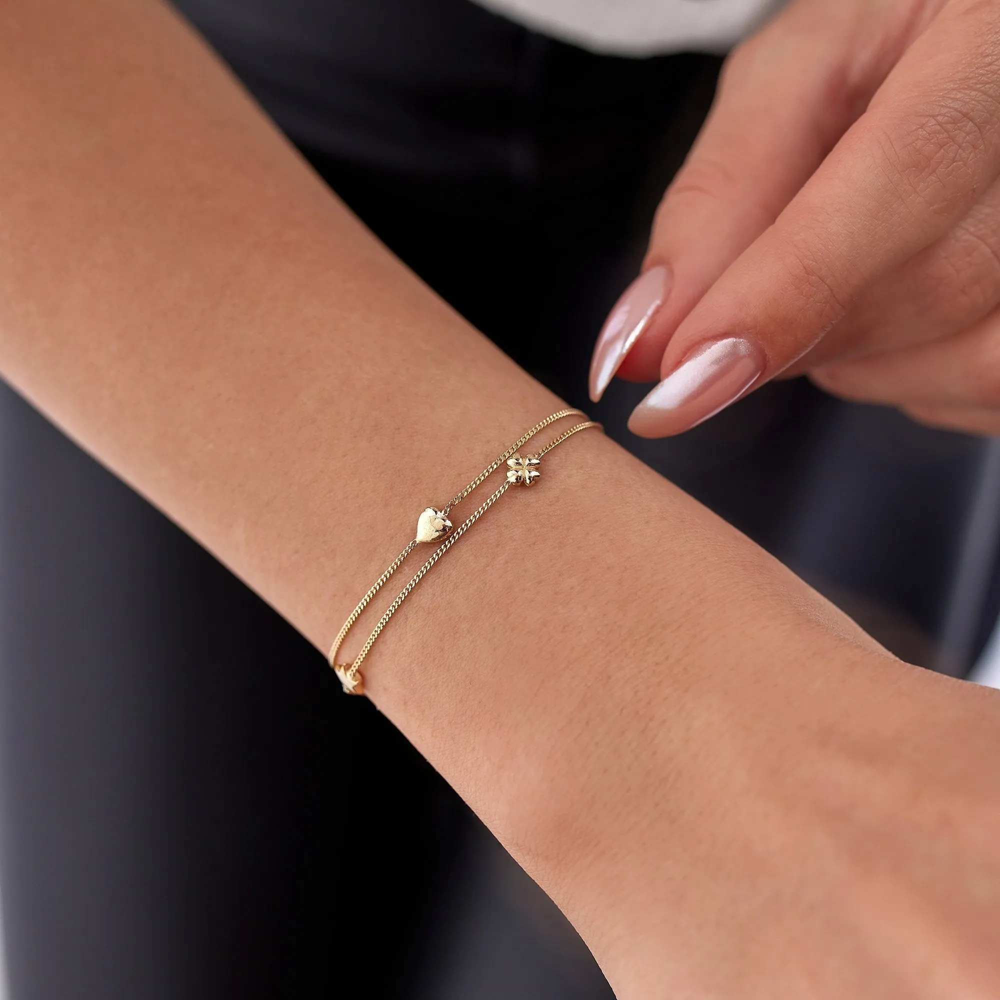 14k Gold Seed Heart Bracelet