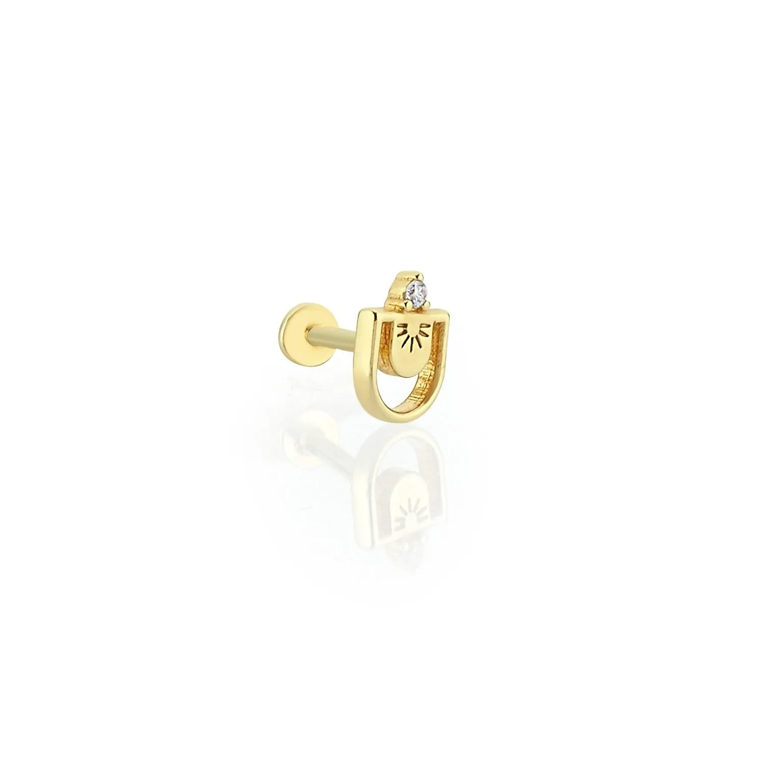 14k Gold Solitaire Detailed Model Tragus Piercing