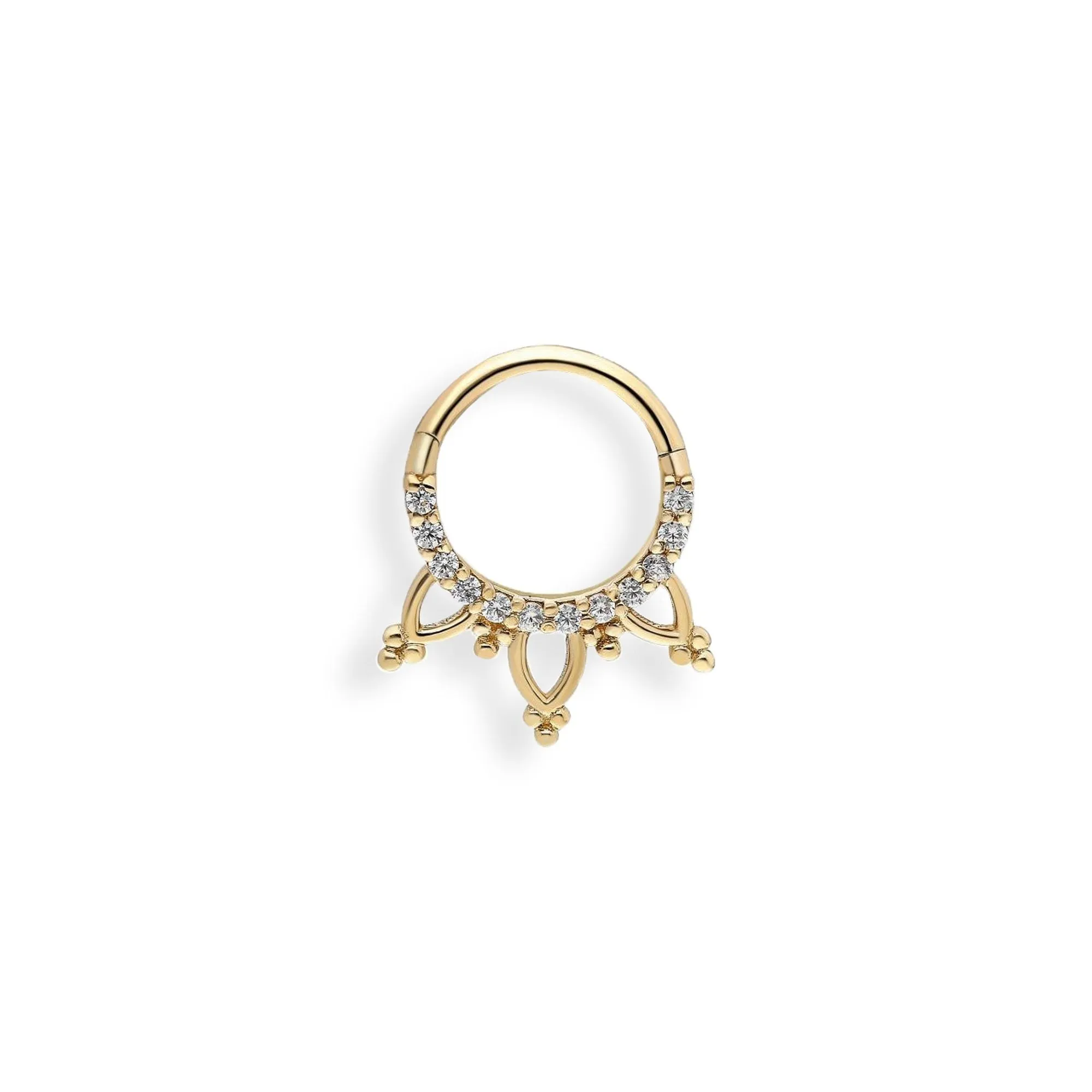 14k Gold Stone Crown Model Helix Piercing