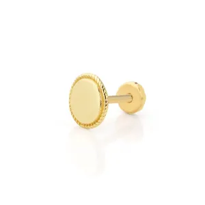 14k Gold Tragus Piercing with Round Machining Detail