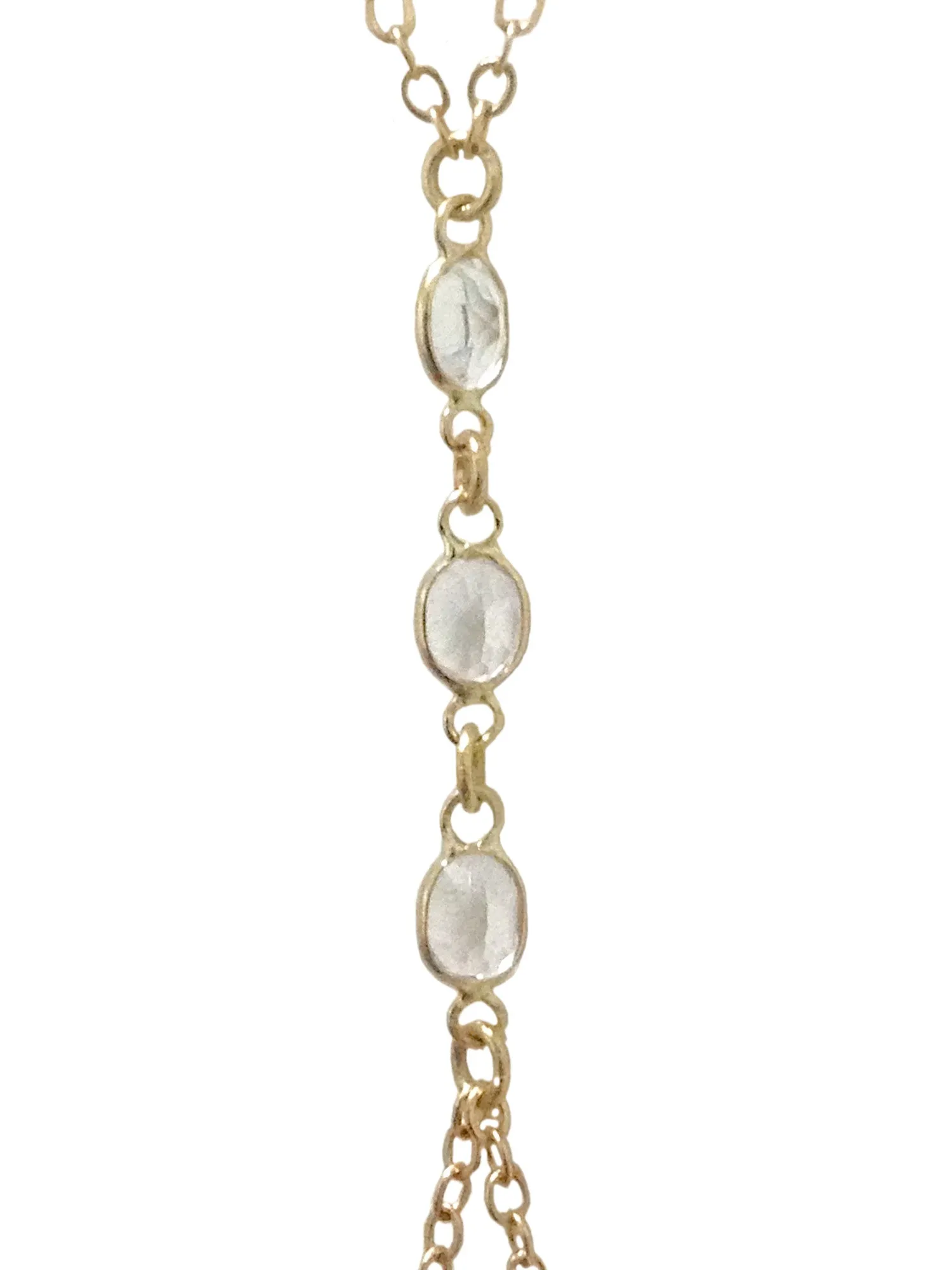 14K Gold Triple White Sapphire Body Harness Chain