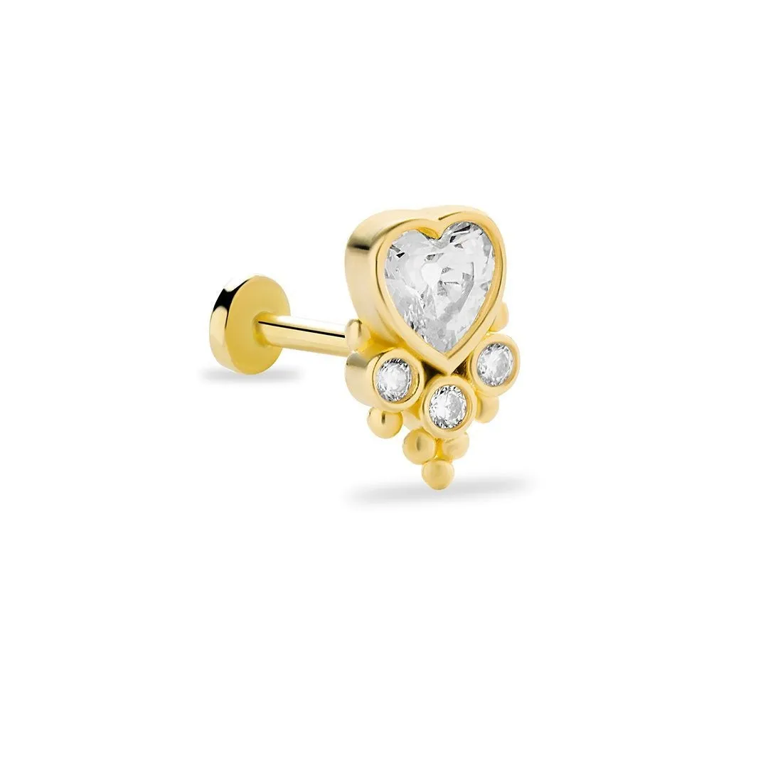 14k Gold Vintage Tragus with Heart