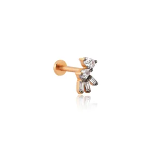 14k Gold White Drop Stone Model Tragus Piercing
