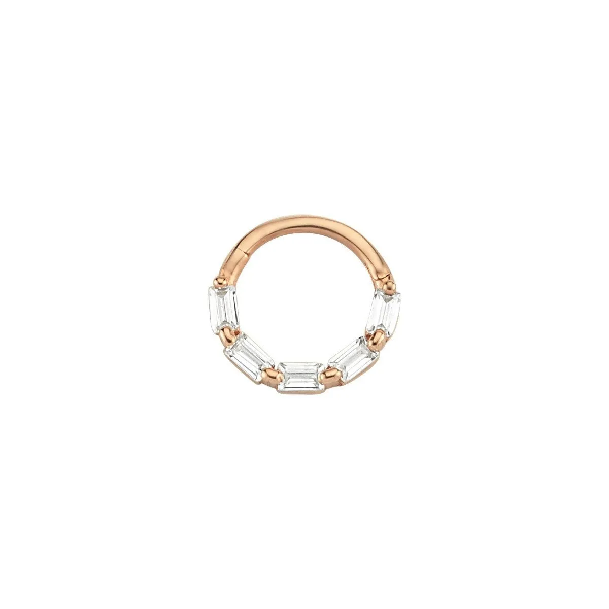 14k Gold White Four Baguette Helix Piercing