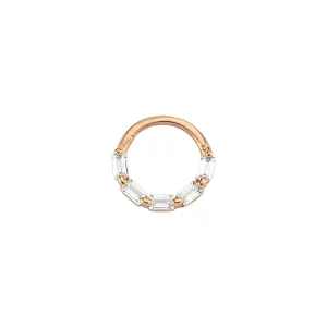 14k Gold White Four Baguette Helix Piercing