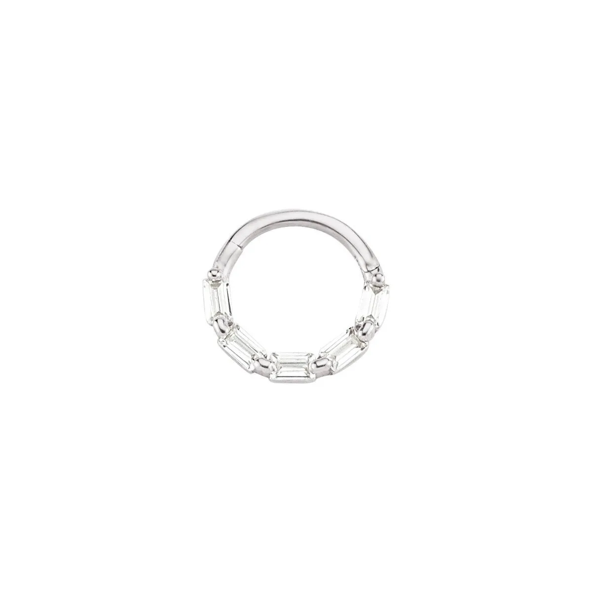 14k Gold White Four Baguette Helix Piercing