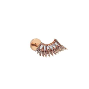 14k Gold Wing Stone Baguette Model Tragus Piercing