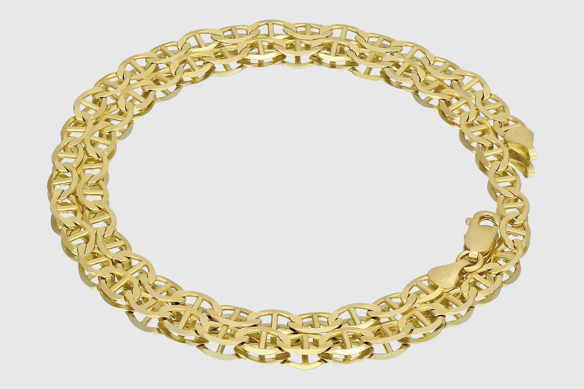 14k Mariner Style Solid Yellow Gold Necklace