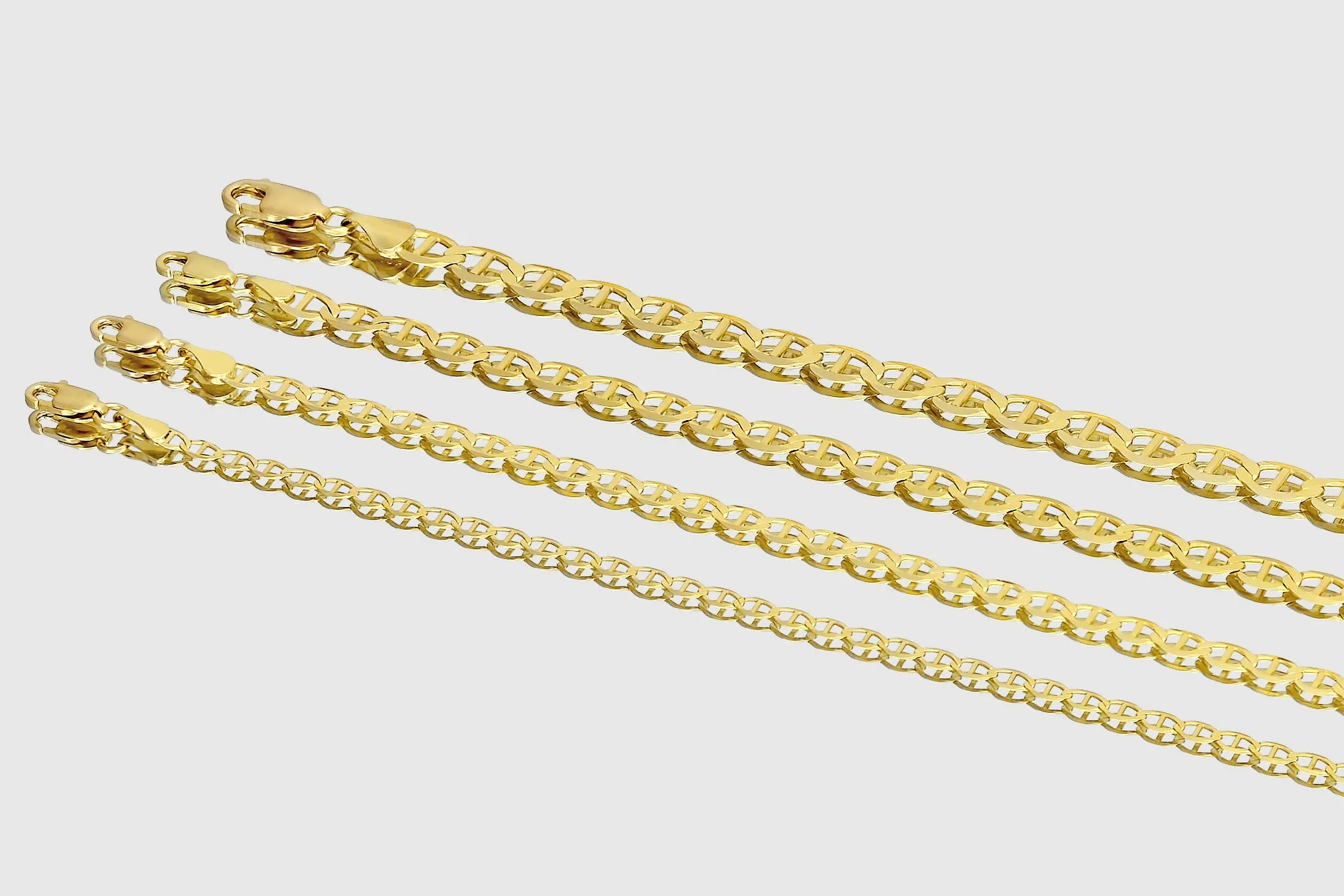 14k Mariner Style Solid Yellow Gold Necklace