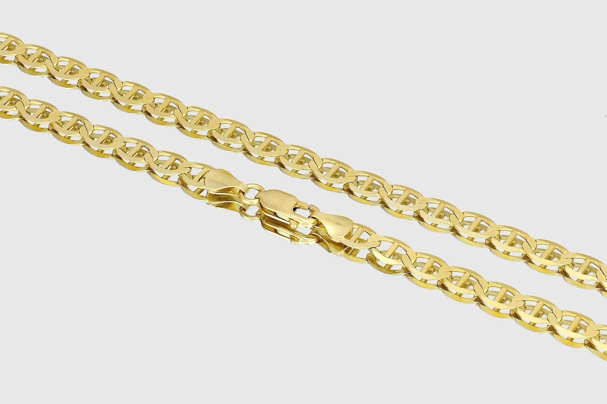 14k Mariner Style Solid Yellow Gold Necklace