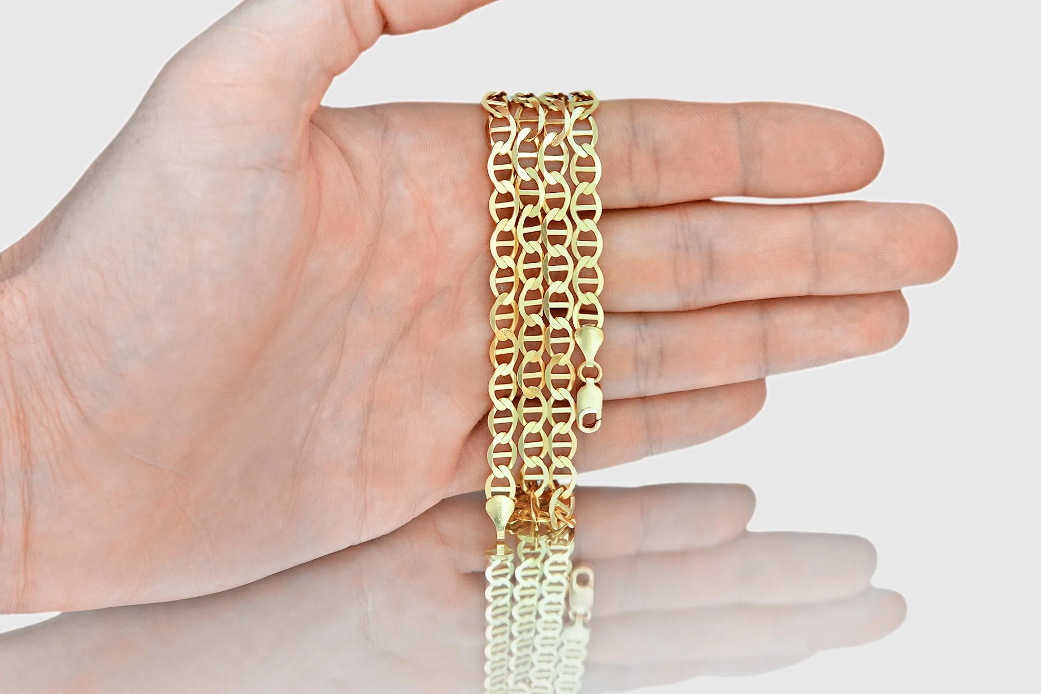14k Mariner Style Solid Yellow Gold Necklace