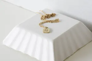 14K Solid Gold Initial Tiny Pendant