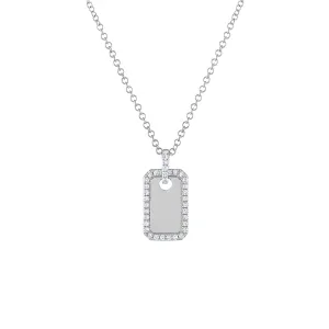 14KT GOLD DIAMOND MINI DOG TAG NECKLACE