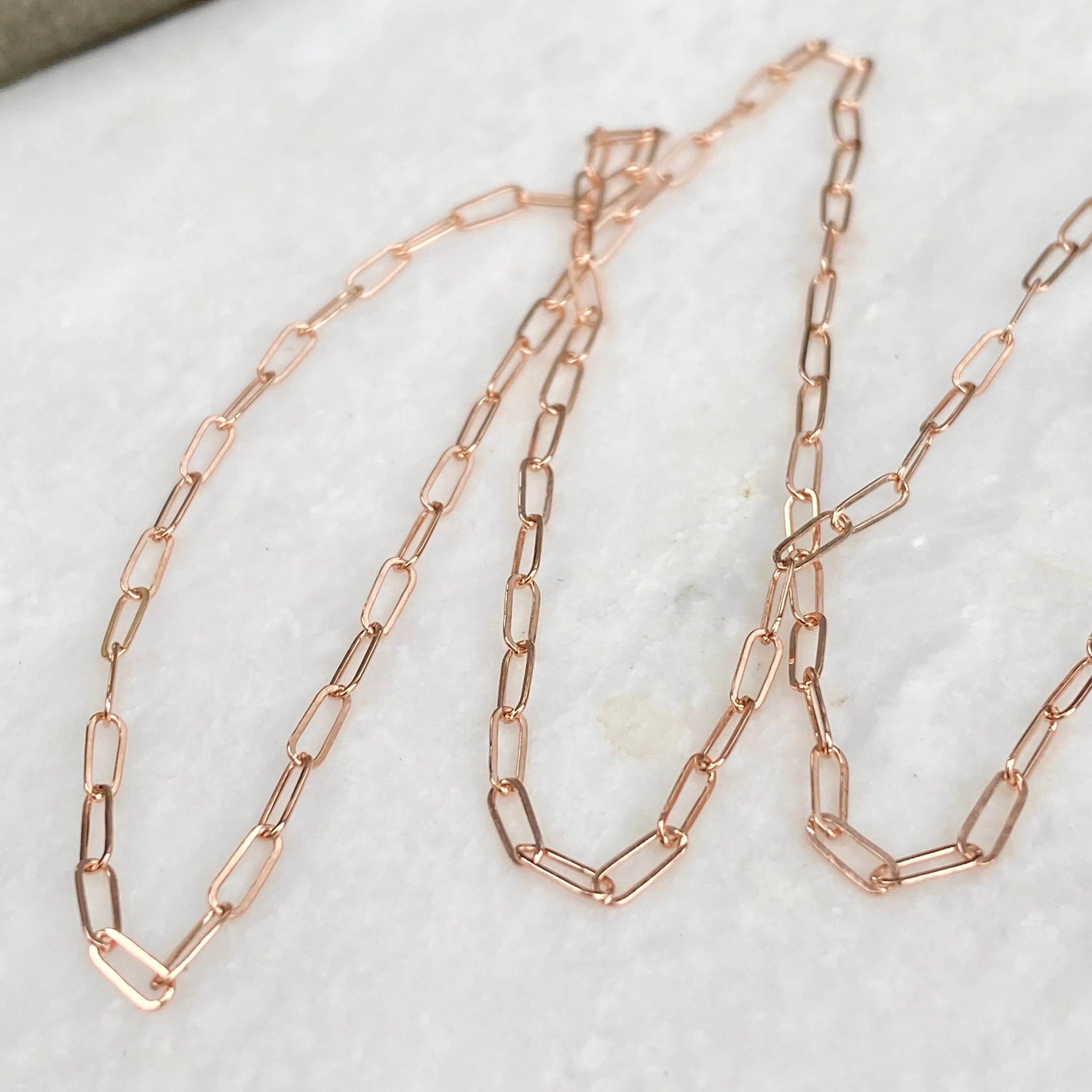 14KT Rose Gold Polished Open Paper Clip Chain Link Necklace 1.8mm